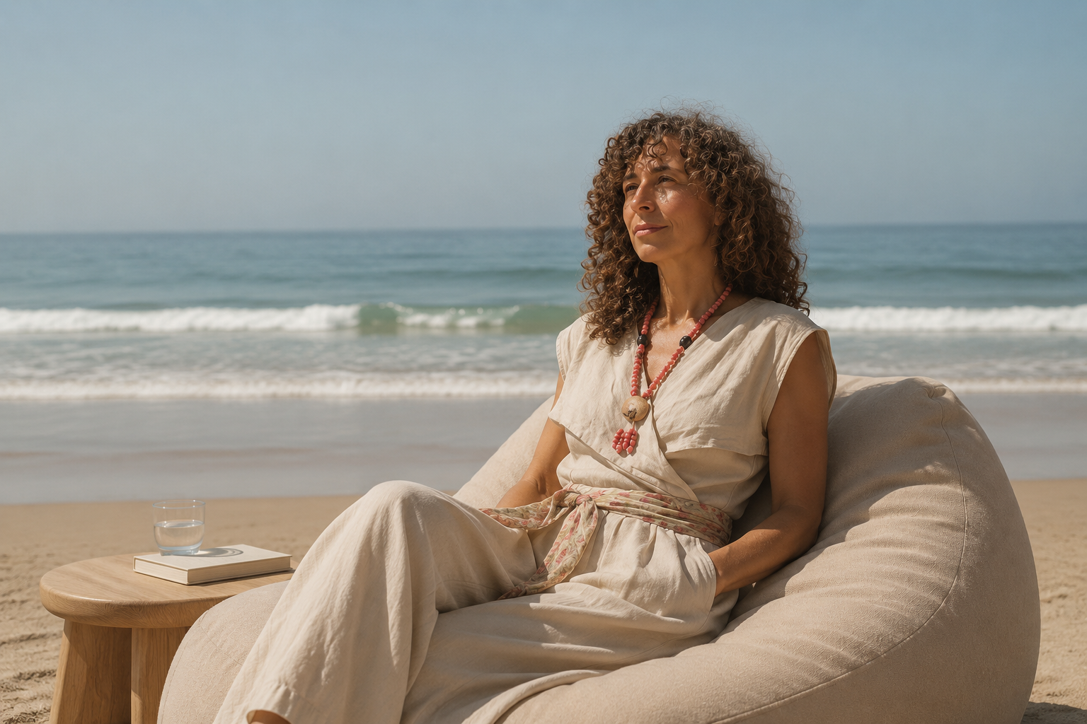 Paula Chang, Founder and Method Creator of REVIVER, seated by the sea