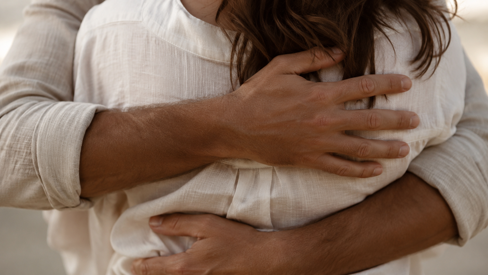 An embrace representing presence and human connection